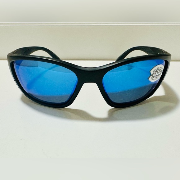 Brand New Authentic Costa Fisch Polarized Sunglasses Blackout/Blue Mirror 580G - Picture 1 of 6